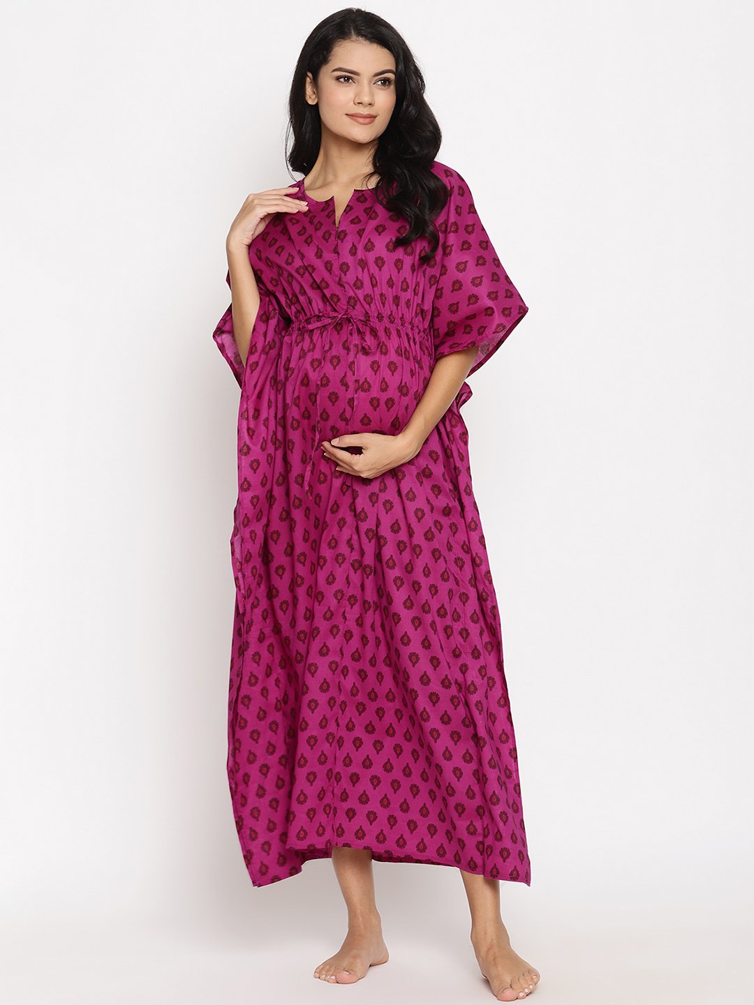 Women's Pure Cotton Maternity Gown/Kurta Breast Feeding Kurti for Women  Maternity Wear with Zips for